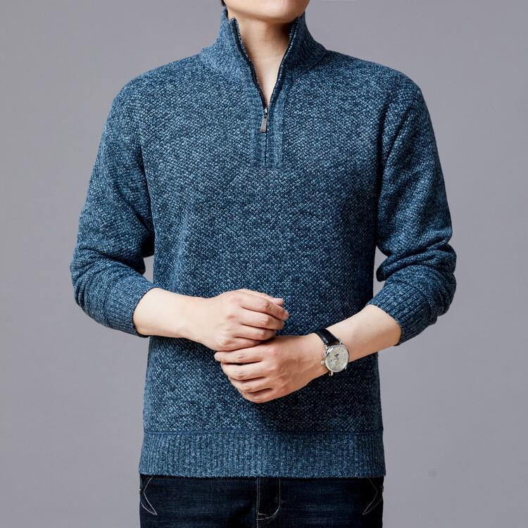 Herren Strickpullover mit modernem Stehkragen und strukturierter Oberfläche R&B