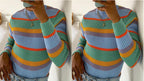 Damen Strickpullover mit modischem Streifenmuster und lässigem Schnitt