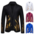 Herren eleganter Blazer mit floralen Stickereien R&B