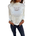 Damen luftiger Strickpullover mit kunstvollem Lochmuster R&B