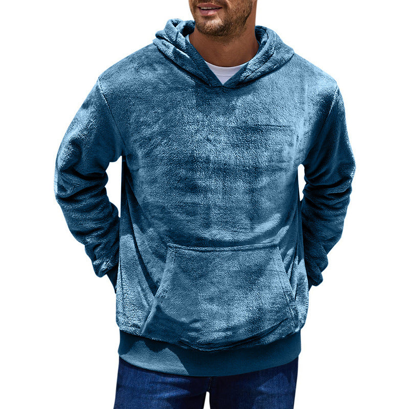 Herren kuscheliger Hoodie mit praktischen Kängurutaschen und hohem Kragen R&B