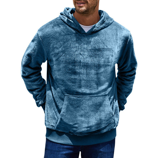 Herren kuscheliger Hoodie mit praktischen Kängurutaschen und hohem Kragen R&B