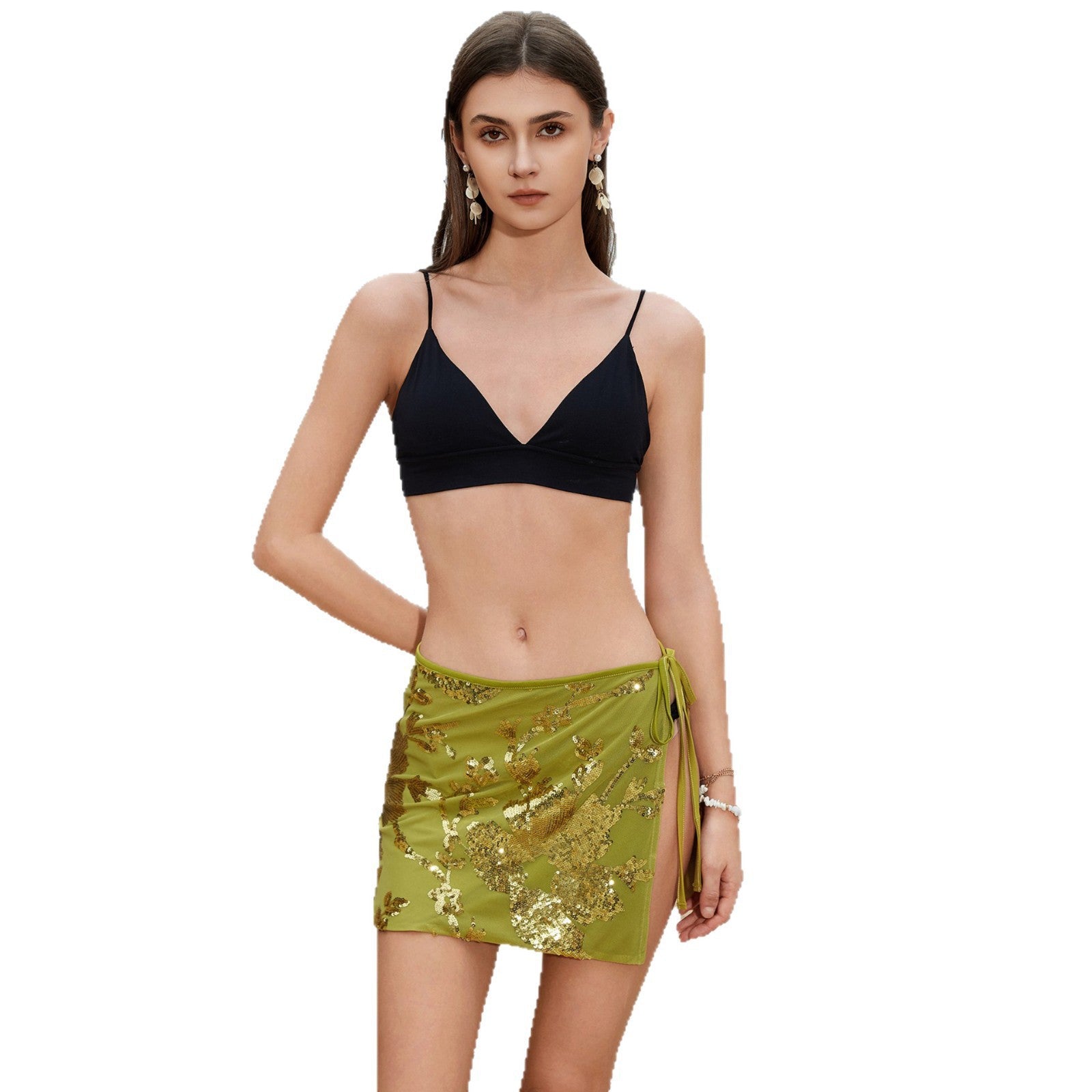 Damen eleganter Badesarong mit funkelnden Pailletten R&B