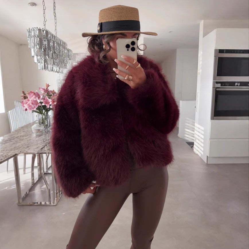 Damen Kuschelige Felljacke R&B