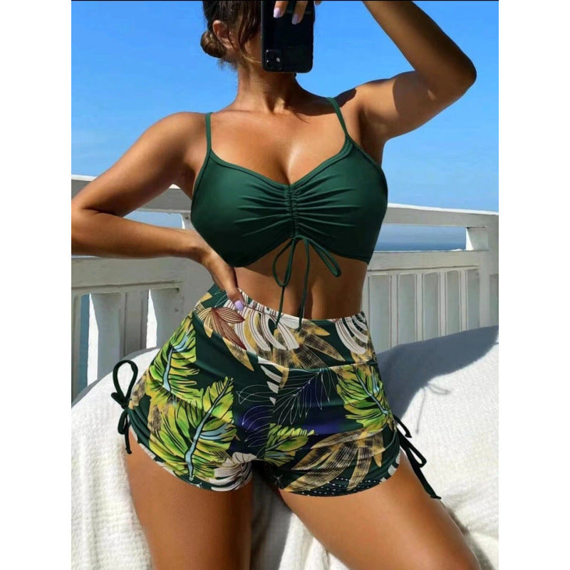 Damen Bikini-Set mit verstellbaren Trägern und floralem Volant R&B