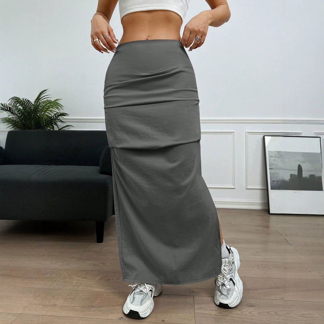 Damen Longskirt mit seitlichem Schlitz und elastischem Bund R&B