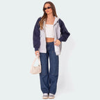 Damen weite Denim-Hosen mit praktischen Taschen R&B