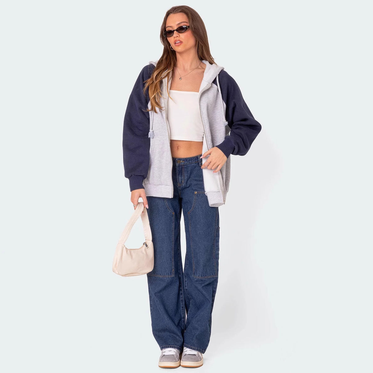Damen weite Denim-Hosen mit praktischen Taschen R&B