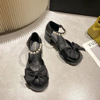 Damen Elegante Absatzschuhe mit dekorativen Perlen und Schleifen-Design