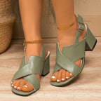 Damen Blockabsatzsandalen mit modischem Kreuzband-Design R&B