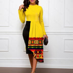 Damen Asymmetrisches Kunstkleid mit modernen Linien R&B