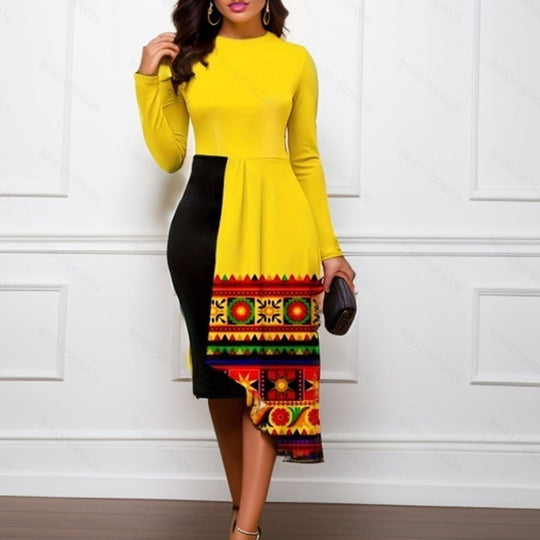 Damen Asymmetrisches Kunstkleid mit modernen Linien R&B