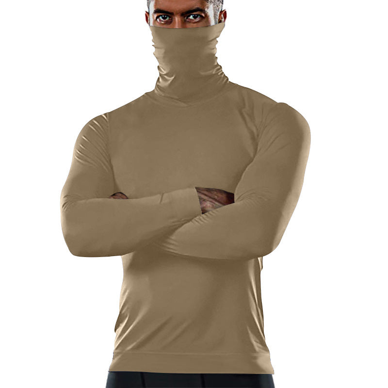 Herren funktionales Langarmshirt mit hohem Kragen und feuchtigkeitsregulierendem Material R&B