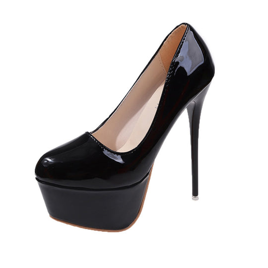 Damen Plateau-Pumps mit glänzendem Obermaterial und hohem Stiletto-Absatz R&B