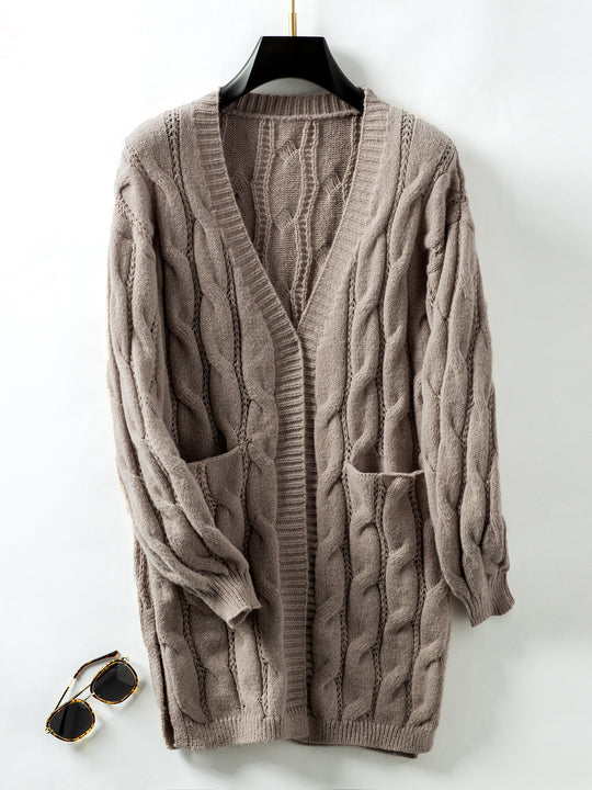 Damen Strickjacke mit V-Ausschnitt und praktischen Taschen R&B