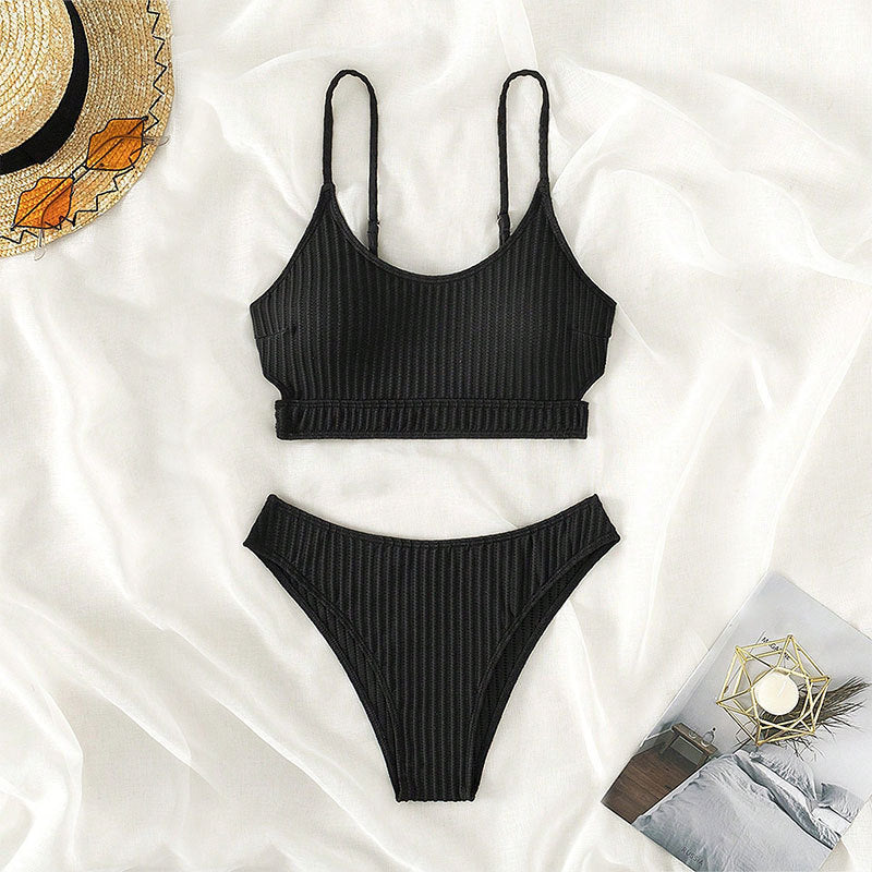 Damen raffinierter Bikini mit gestreiftem Design