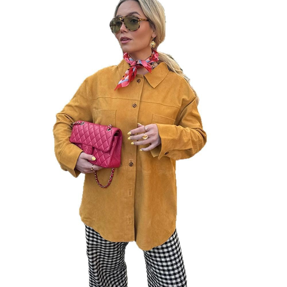 Damen Suede Overshirt R&B