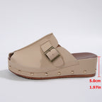 Damen Komfortable Wedge-Pantoletten mit modischem Riemen-Design und dekorativen Nieten R&B
