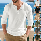 Herren Langarm-Henley-Shirt mit strukturierter Oberfläche R&B