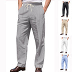 Herren nan elegante Leinenhose mit Bügelfalte Tunnelzugbund und weitem Bein R&B