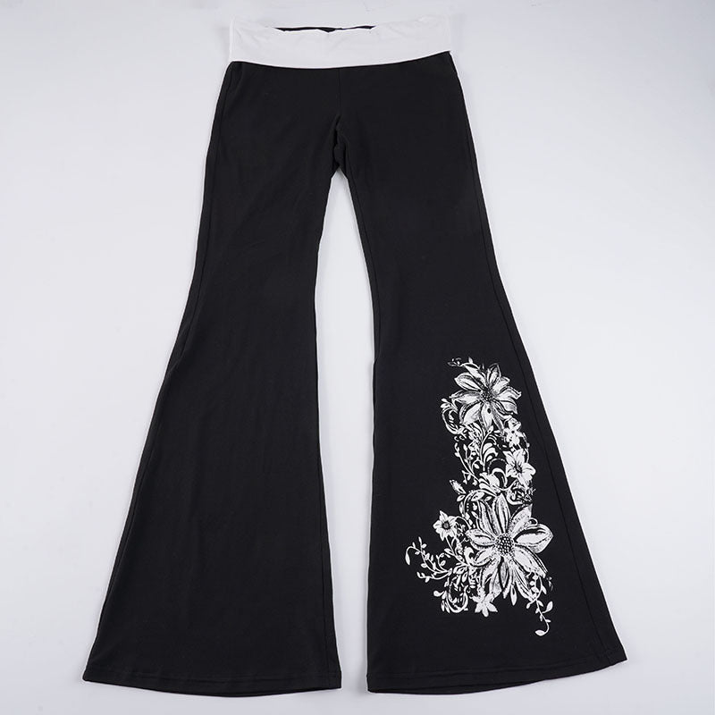 Damen Flared Yoga-Hose mit floralem Druck und hohem Bund R&B