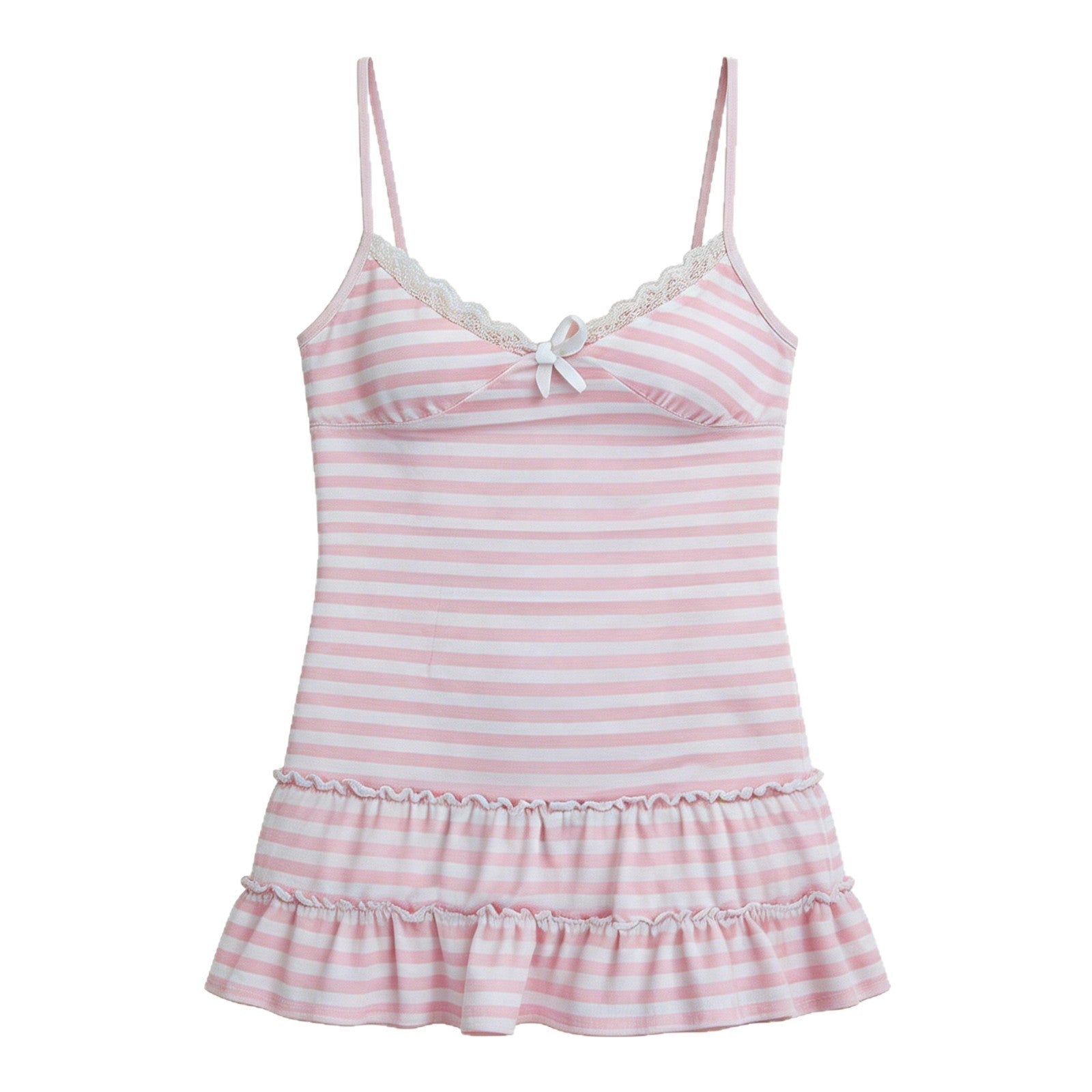 Damen Sommerkleid mit Rüschen und feinem Streifenmuster R&B