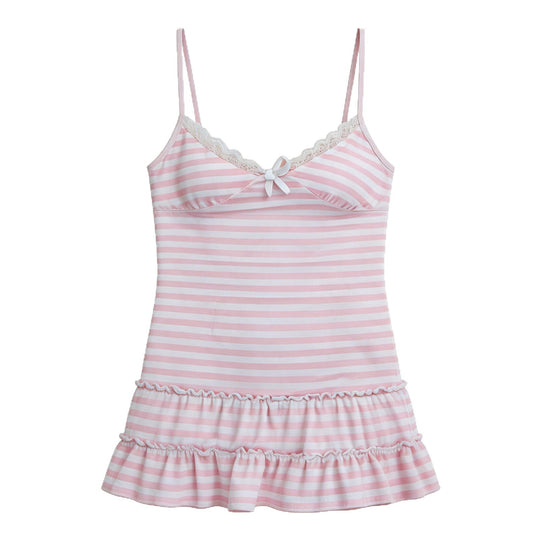 Damen Sommerkleid mit Rüschen und feinem Streifenmuster R&B
