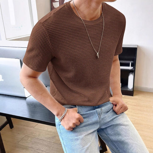 Herren lässiges Struktur-T-Shirt aus atmungsaktivem Material R&B