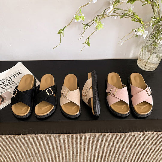 Damen Komfortable Mules mit modischem Schnallen-Detail R&B