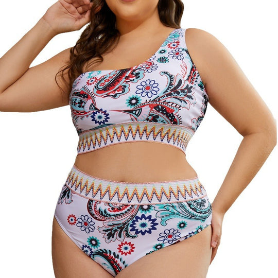 Damen Zweiteiliges Bikini-Set mit modischem Hochschnitt und floralem Design R&B