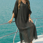 Damen luftiger Strandkaftan mit V-Ausschnitt R&B
