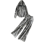 Damen modisches Freizeit-Lounge-Set mit Kapuze und floralem Muster R&B