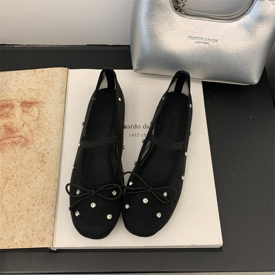Damen stilvolle und bequeme Ballerinas mit Schmuckdetails R&B