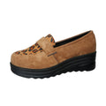 Damen Slipper mit eleganter Tierfell-Applikation und komfortablem Plateau