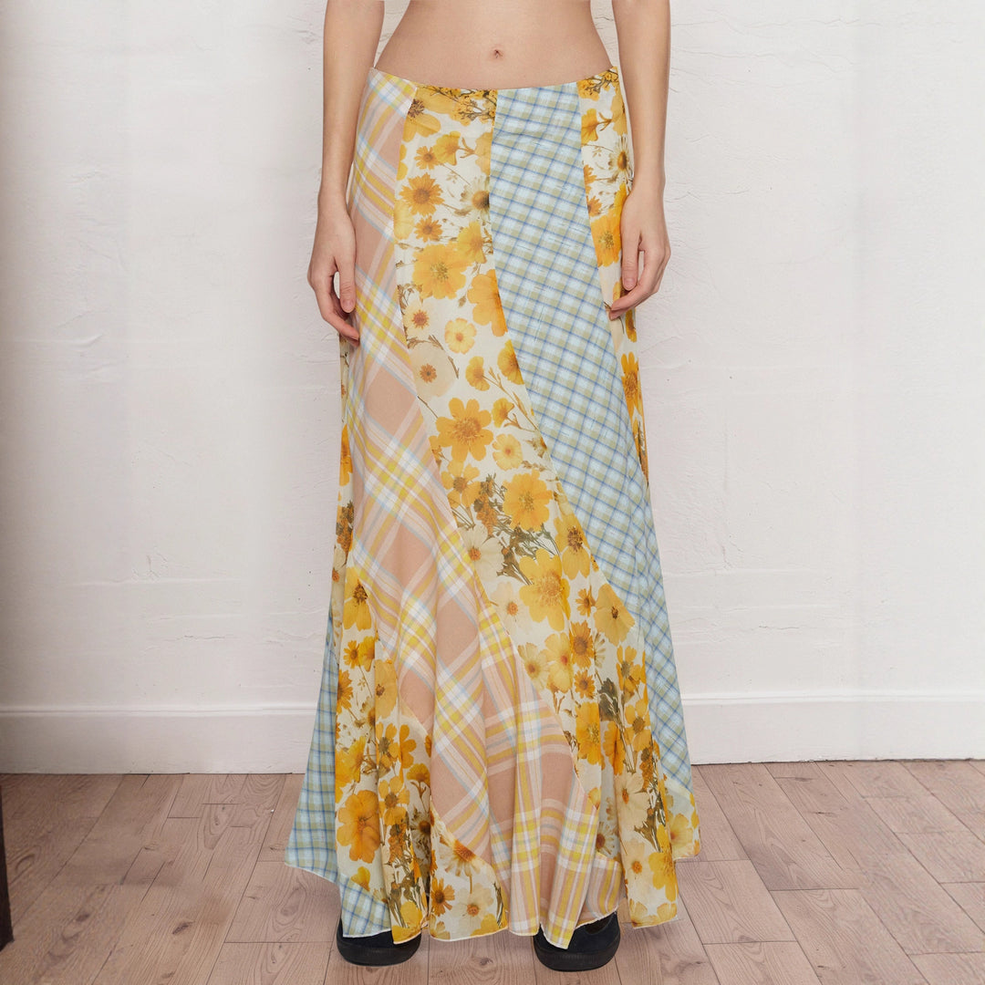 Damen Maxirock mit floralem Design und verspielten Farben R&B