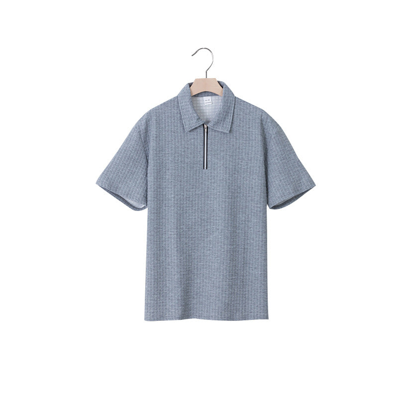 Herren Kurzarm Polo-Shirt mit strukturiertem Design und Reißverschluss R&B