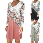 Damen Elegantes Wickelkleid mit floralen Akzenten und V-Ausschnitt R&B