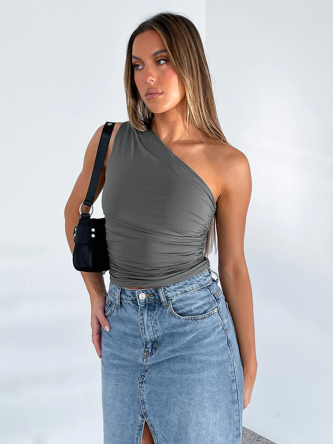 Damen asymmetrisches Rapportoberteil mit Wickeleffekt R&B