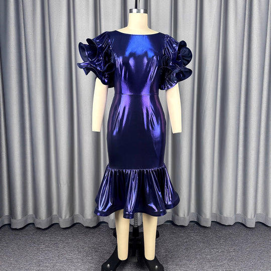 Damen glamouröses Abendkleid mit voluminösen Rüschensäumen R&B