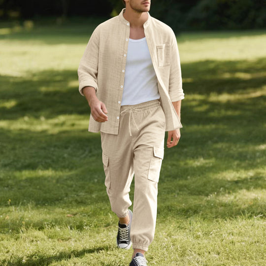 Herren lässige Hemdjacke mit hochwertigem Baumwollmix und praktischen Taschen R&B