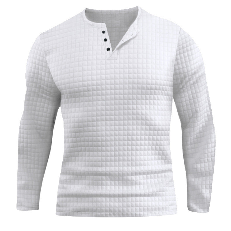 Herren Langarmshirt mit strukturiertem Design und modischem Knopfverschluss R&B