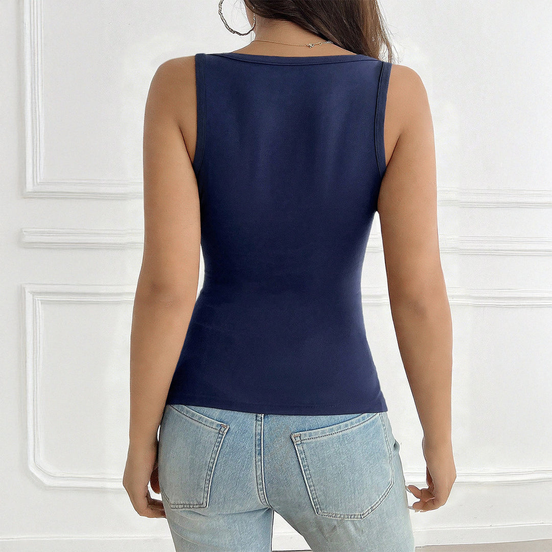 Damen Figurnahes Trägershirt mit Knopfleiste und elastischem Stoff R&B