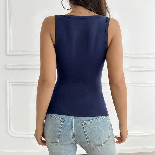 Damen Figurnahes Trägershirt mit Knopfleiste und elastischem Stoff R&B