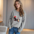 Damen Pullover mit tierischem Motiv und dekorativen Stickereien R&B