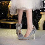 Damen elegante High Heels mit glitzerndem Schleifen-Detail R&B