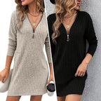 Damen Mini-Kleid mit Reißverschluss und Rippstruktur R&B