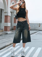 Damen Weite Denim-Culotte mit modischer Nackenbindung R&B