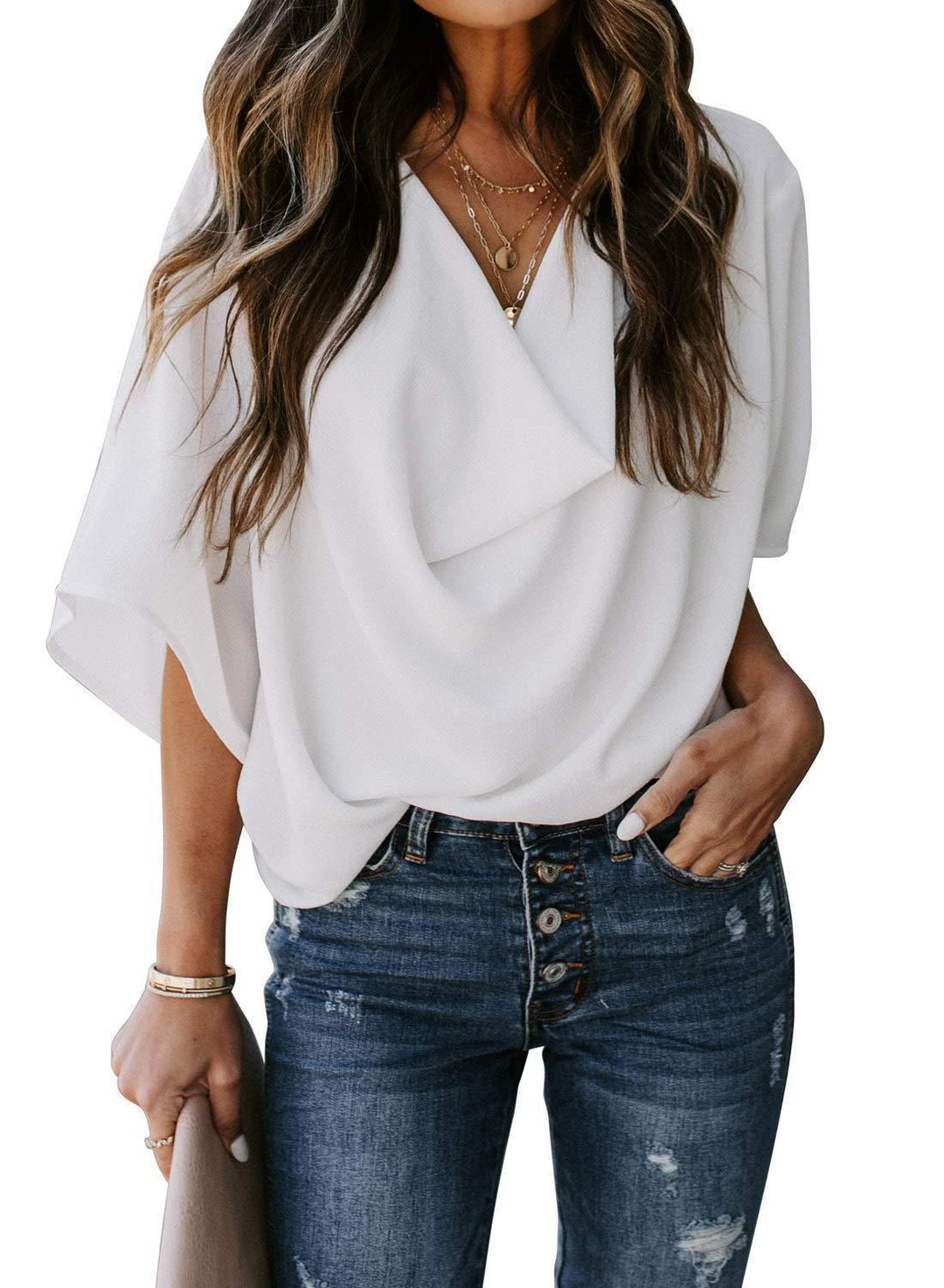 Damen Elegante Wickelbluse mit lässigem Schnitt R&B