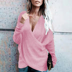 Damen Wickelstrickpullover mit lässigem Schnitt R&B