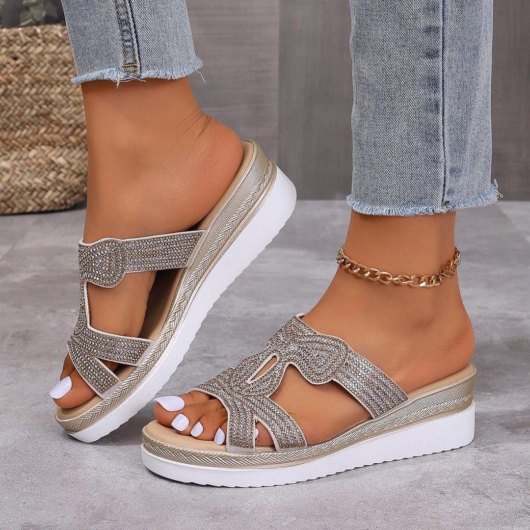 Damen Glitternde Plateau-Sandalen mit funkelndem Strassbesatz R&B